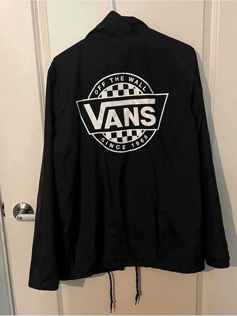 Vans Black Coach Jacket with White Logo Back Graphic